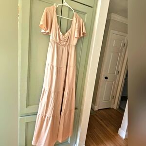 Show me your Mumu bridesmaid dress, champagne luxe Satin